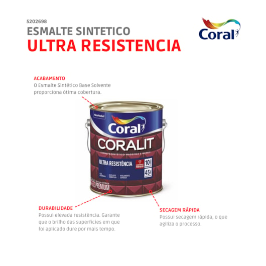 Esmalte Sintético Coralit Ultra Resistencia Alto Brilho Cinza Escuro 3.6l Coral - Imagem principal - ad6e0ca0-25a1-4354-807a-1a46c4d560b8