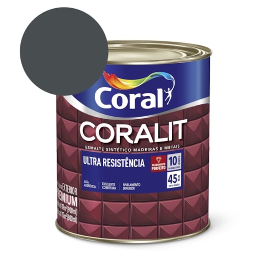 Esmalte Sintético Coralit Ultra Resistencia Alto Brilho Cinza Escuro 900ml Coral - Imagem principal - d2013b8e-d924-4e26-8af3-35e03ed7a86e