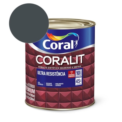 Esmalte Sintético Coralit Ultra Resistencia Alto Brilho Cinza Escuro 900ml Coral