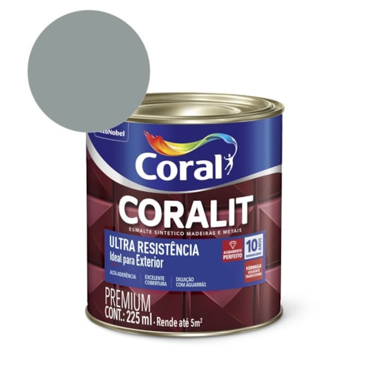 Esmalte Sintético Coralit Ultra Resistencia Alto Brilho Cinza Médio 225ml Coral - Imagem principal - a77a9152-67e6-4c90-bf01-f83d6918cbd1