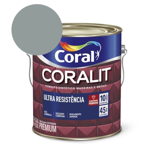 Esmalte Sintético Coralit Ultra Resistencia Alto Brilho Cinza Médio 3.6l Coral - Imagem principal - f726b1d0-0a18-4e56-81a4-232d686c69a3