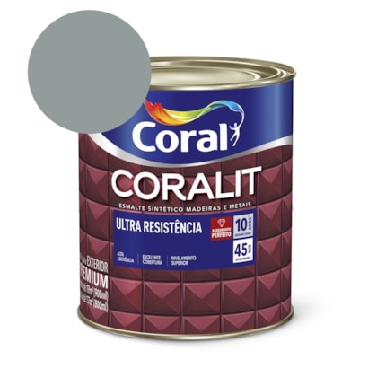 Esmalte Sintético Coralit Ultra Resistencia Alto Brilho Cinza Médio 900ml Coral