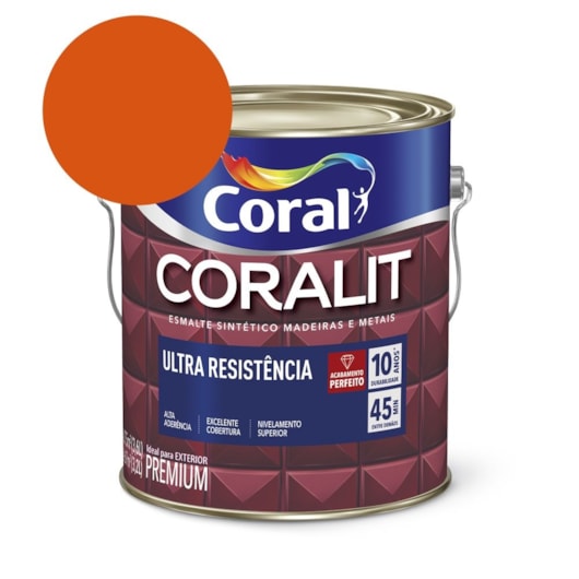 Esmalte Sintético Coralit Ultra Resistencia Alto Brilho Laranja 3.6l Coral - Imagem principal - 7c00fb59-5e2d-41f3-89a6-331185f4e5e8