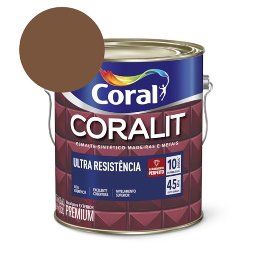 Esmalte Sintético Coralit Ultra Resistencia Alto Brilho Marrom Conhaque 3.6l Coral - Imagem principal - 86e11971-7baf-4257-9b6d-d73b67dc4229