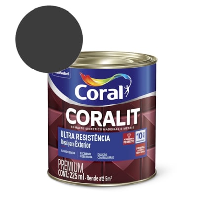 Esmalte Sintético Coralit Ultra Resistencia Alto Brilho Preto 225ml Coral