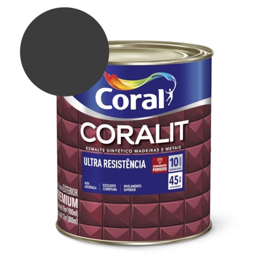 Esmalte Sintético Coralit Ultra Resistencia Alto Brilho Preto 900ml Coral - Imagem principal - cf357210-335a-4d9a-aa7d-14ca601a2f81