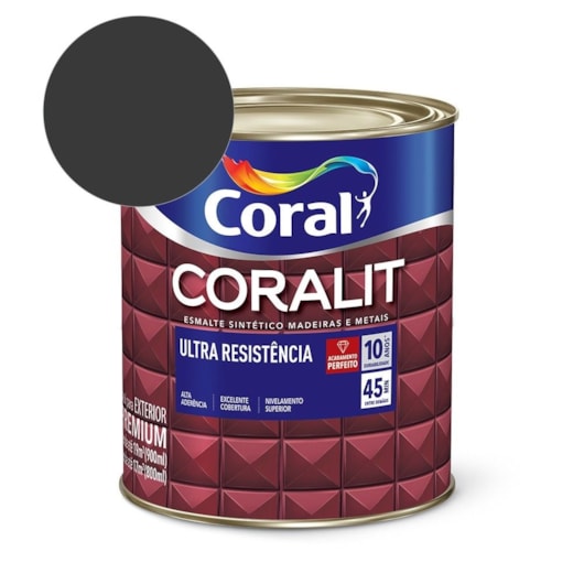 Esmalte Sintético Coralit Ultra Resistencia Alto Brilho Preto 900ml Coral - Imagem principal - 567a7ee9-8936-4a69-8359-730d776ae781