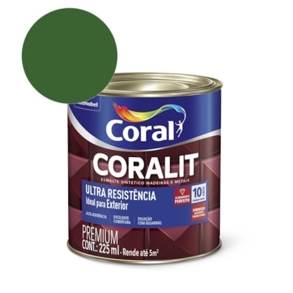 Esmalte Sintético Coralit Ultra Resistencia Alto Brilho Verde Folha 225ml Coral