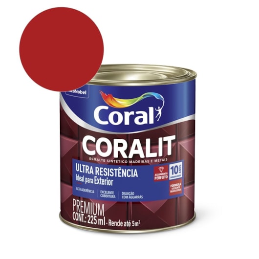 Esmalte Sintético Coralit Ultra Resistencia Alto Brilho Vermelho 225ml Coral - Imagem principal - 32186dfb-6b36-4bac-9ec2-049105ac5cf8