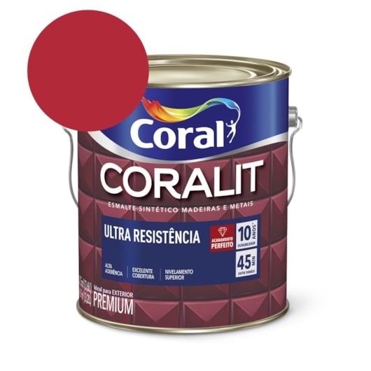 Esmalte Sintético Coralit Ultra Resistencia Alto Brilho Vermelho Coral 3.6L - Imagem principal - 706ebaa9-dec7-4a0c-8125-0fbb7c2c7c34