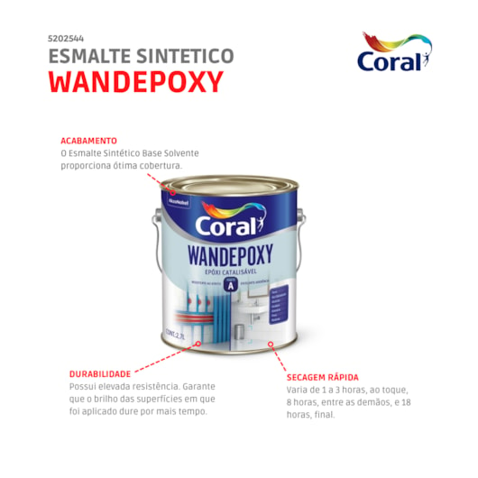 Esmalte Sintetico Epoxi Catalisavel Brilho Wandepoxy Cinza 2.7l Coral - Imagem principal - 4af9b75e-d607-4eae-9bfa-27fe82a15c2d