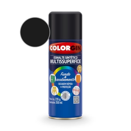 Esmalte  Sintético Preto Fosco Colorgin 235g
