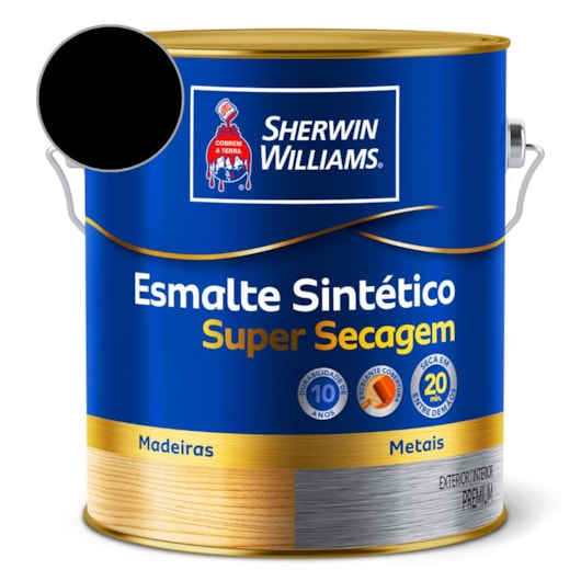 Esmalte Super Secagem Alto Brilho Preto Sherwin Williams 3,6L - Imagem principal - 24a05a87-a1da-4251-8606-b047c5e9550a
