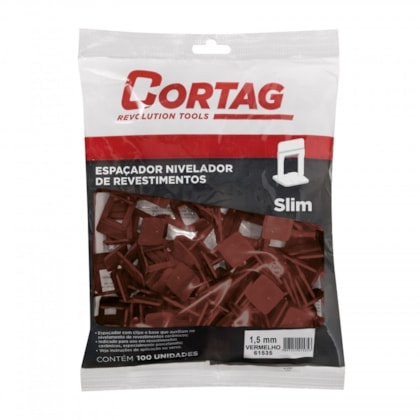 Espaçador Nivelador Slim Vermelho Cortag Com 100 Peças 1,5mm