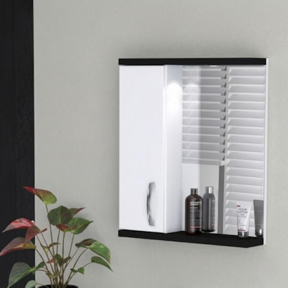 Espelheira Com 1 Lâmpada Mônaco 59,5cm Preto Rorato