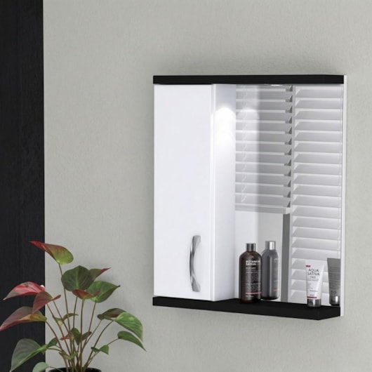 Espelheira Com 1 Lâmpada Mônaco 59,5cm Preto Rorato - Imagem principal - 720bc620-7484-4565-9b65-8def500c9fbf