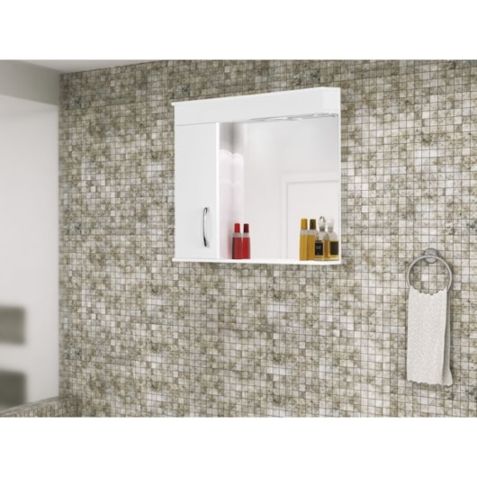 Espelheira Com 1 Lâmpada Viena 59,5cm Branco Rorato - Imagem principal - f5bfd4b3-01ce-4709-8220-e9a3b2f50537