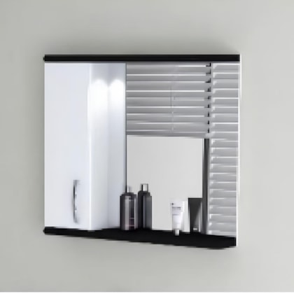 Espelheira Com 2 Lâmpada Mônaco 79,5cm Preto Rorato