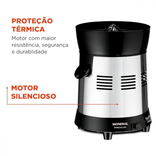 Extrator De Sucos Turbo Premiuim Preto e Inox Mondial Bivolt 250W - Imagem principal - f8c1f9e5-2fc5-4bf9-91da-21130a89310f