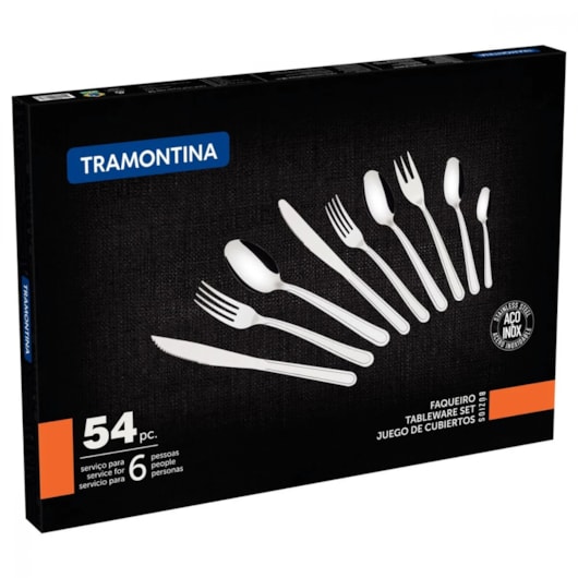 Faqueiro Búzios Com 54 Peças Inox Tramontina - Imagem principal - 1e68b6c2-a5cb-47ff-9cc3-9f9c9def61fb