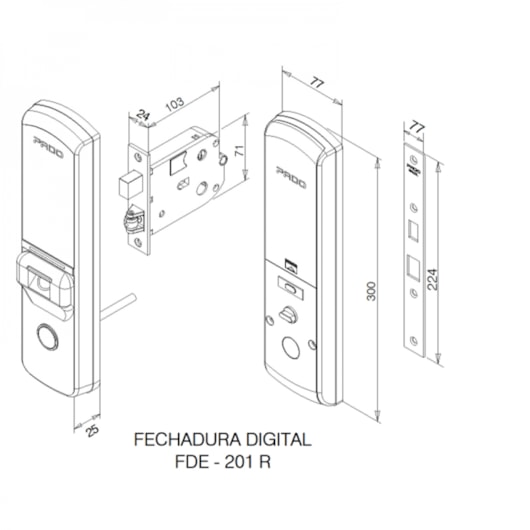 Fechadura Digital 201 De Embutir Rolete Preto Pado - Imagem principal - 78e5a037-2b3a-4010-9865-4f437541506e