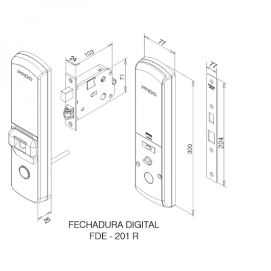Fechadura Digital 201 De Embutir Rolete Preto Pado - Imagem principal - 0e2f7762-8982-48f4-8670-8f4bc2734213
