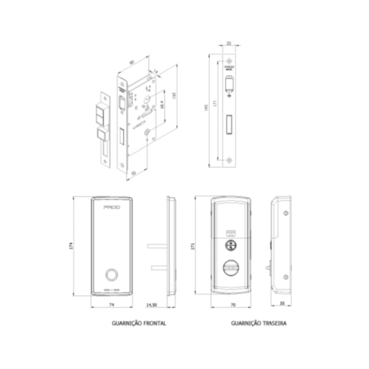 Fechadura Digital FDE101-RM Com Senha e Biometria De Embutir Rolete Magnético Preto Pado - Imagem principal - 4c02b758-b8a9-48d9-9096-b83171b4c425