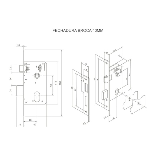 Fechadura Interna Roseta Módena Preto Fosco MGM 4cm - Imagem principal - 75de12e6-960c-418b-ab45-d29ca5fe37f8