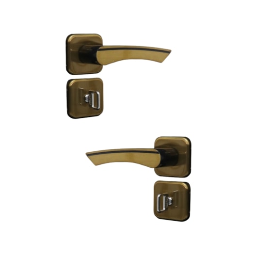 Fechadura Para Porta De Banheiro Roseta Genebra Bronze Latonado MGM 40mm - Imagem principal - 89114449-b466-4c42-8b09-02c9823200a9