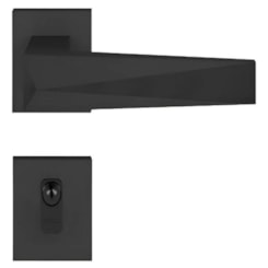 Fechadura Roseta Ascot Quadra Premium Externo Preto Texturizado Pado 55mm