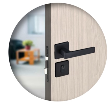 Fechadura Roseta Concept 408 Externo Preto Pado 40mm