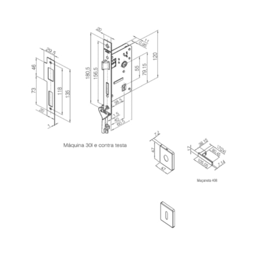 Fechadura Roseta Concept 408 Interno Cromado Pado 40mm - Imagem principal - e8270753-878d-4936-897c-ce030d26889e