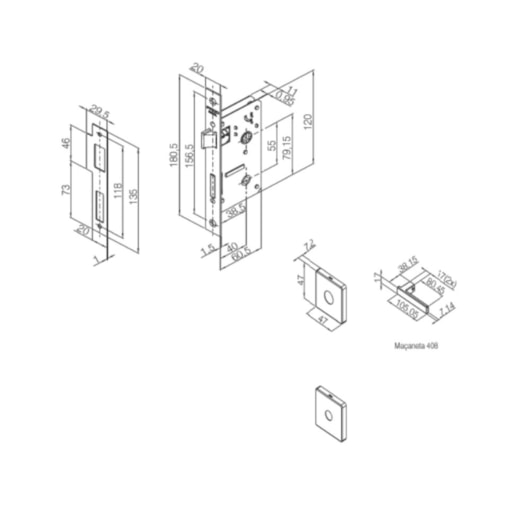 Fechadura Roseta Concept 408 Para Banheiro Cromado Pado 40mm - Imagem principal - a79327f9-d161-4d08-b6ef-c2bd00689a4e