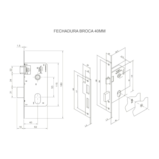 Fechadura Roseta Módena Alumínio Externa MGM - Imagem principal - aaa9a20f-3955-41fd-973c-1ecf912b1dfe