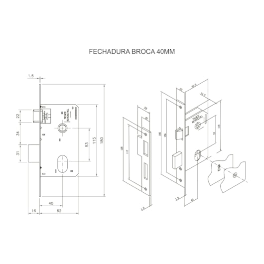 Fechadura Roseta Módena Cromado Interna MGM 40mm - Imagem principal - 79d60de2-654e-4bb2-b174-c9d0510956ad