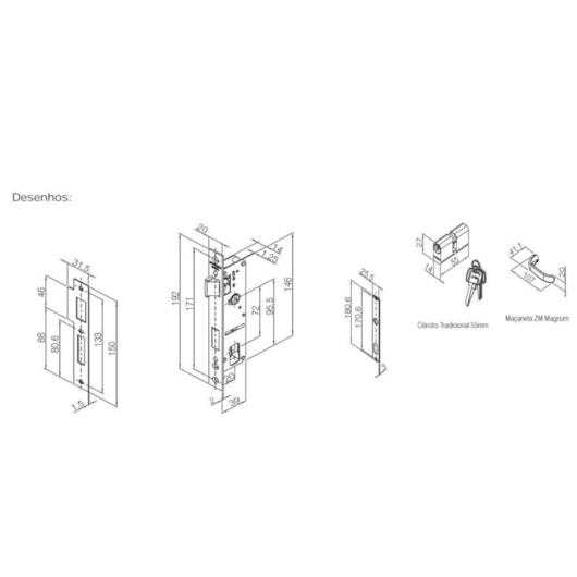 Fechadura Serralheiro Mgnum Zamac 661 Cromado Pado - Imagem principal - ae082f44-96bf-4db6-9de1-e55a055c013d