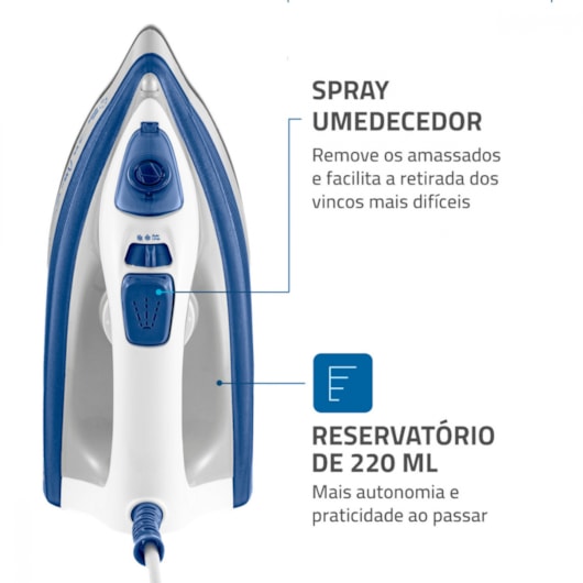 Ferro A Vapor FVN01BL Branco E Azul Mondial 127V 1200W - Imagem principal - 25f09bb6-bbc5-4965-a4a9-b395e4a3c8a5