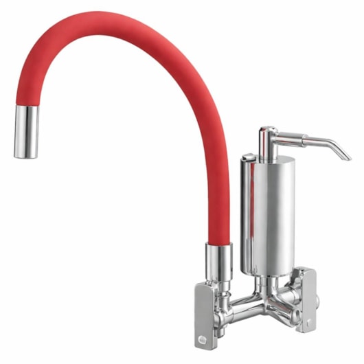 Filtro de Cozinha de Parede Bica Móvel Colorflex Vermelho Pratic Cromado Romar DN15 - DN20 - Imagem principal - 0df4a846-7579-4389-a6a2-283fb7d92b52