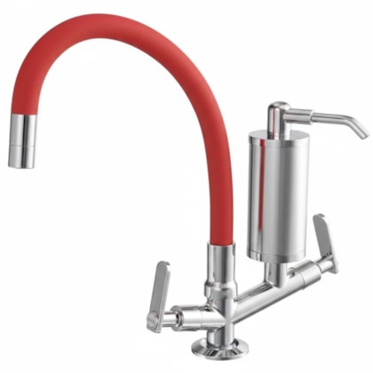 Filtro de Mesa p/Cozinha Bica Móvel Coloflex Red Pratic Cromado DN15 Romar