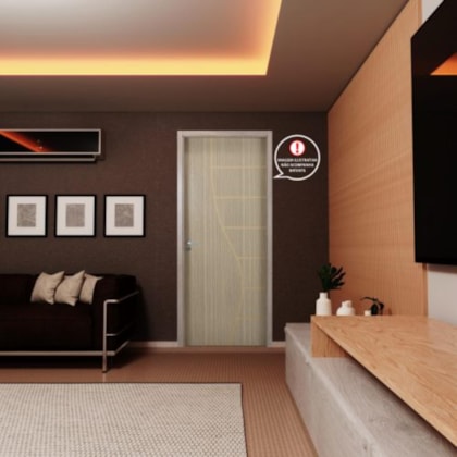 Folha De Porta Melamínica Decoração Semi Oca MGM 210x70cm