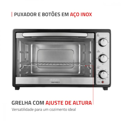 Forno Elétrico Grand Family Preto E Inox Mondial 52L 127V 1800W