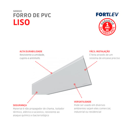 Forro De Pvc Liso Branco Fortlev 20cmx6mx8mm - Imagem principal - eb6d9dbf-e586-44aa-a4f3-6ed0f36b05e7