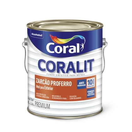 Fundo Sintético Coralit Zarcão Proferro Fosco Laranja 3.6l Coral