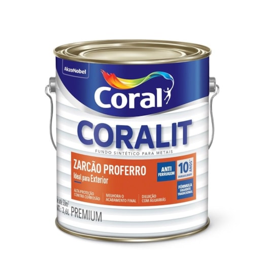 Fundo Sintético Coralit Zarcão Proferro Fosco Laranja 3.6l Coral - Imagem principal - ad2017d9-e90e-421f-95ba-3494e355a9fe