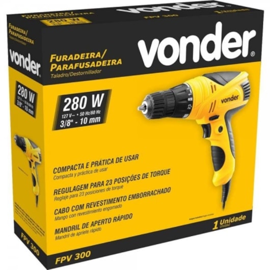 Furadeira E Parafusadeira 3/8 FPV 300 127V Vonder - Imagem principal - f4342221-7723-47cb-9005-eecb6dd6ce0a