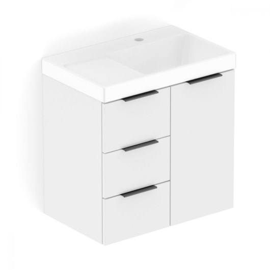 Gabinete Com Cuba Arenal Com Gavetas e Porta Branco Brilhante Roca 60x38cm  - Imagem principal - 39924ccb-2ff5-4076-aa9f-f88368d370e1