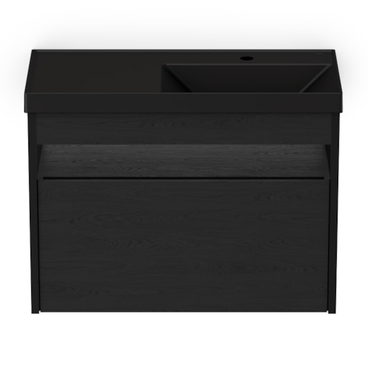 Gabinete Com Gaveta E Lavatório Flow Black Matte Celite 80x38cm - Imagem principal - ce1d976b-68fb-49c2-a404-59591c383203