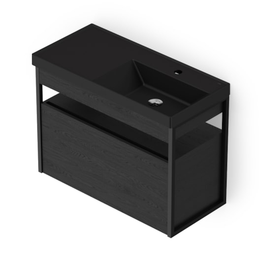 Gabinete Com Gaveta E Lavatório Flow Black Matte Celite 80x38cm - Imagem principal - 3940827b-11ea-4bdb-b90e-470d6273f4c5