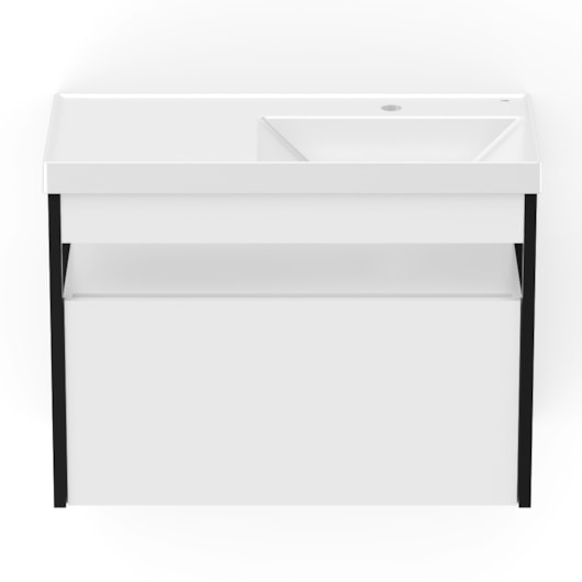 Gabinete Com Gaveta E Lavatório Flow Branco Celite 80x38cm - Imagem principal - 0d3a8e17-c3eb-45ca-9c6b-dee7f8e13d22