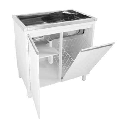 Gabinete Com Tanque Inox 82x51,5x85 Mdf 0,6 430 Vsa 3,5  47 Litros Alto Brilho Docol